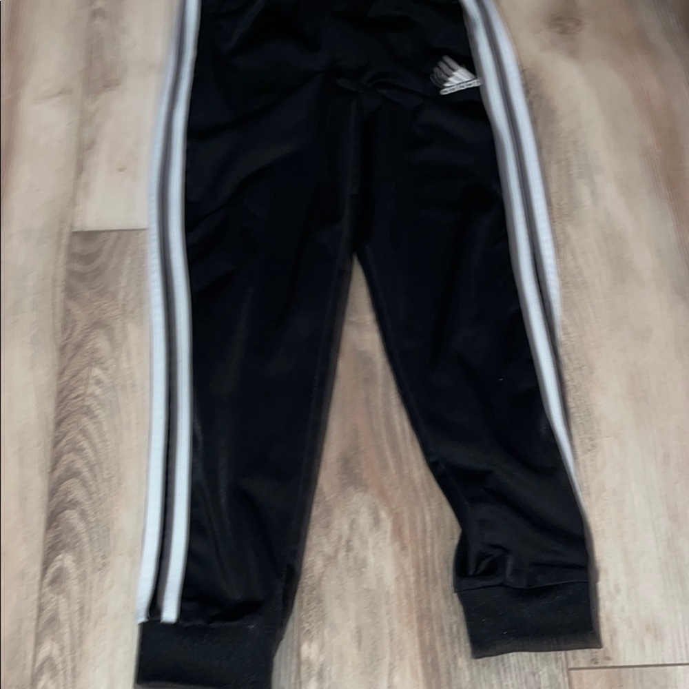 Boys adidas Black Sweatpants with White Stripes size 7